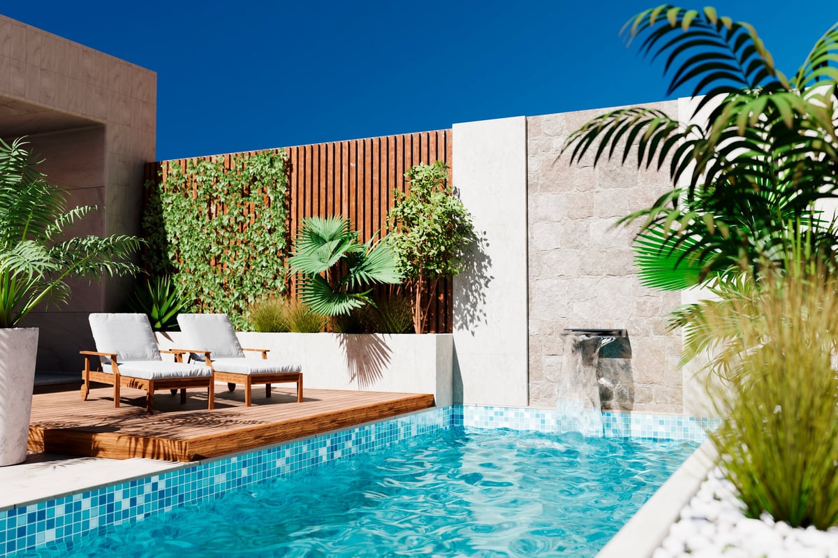 Villa de lujo con piscina infinita y jardín tropical