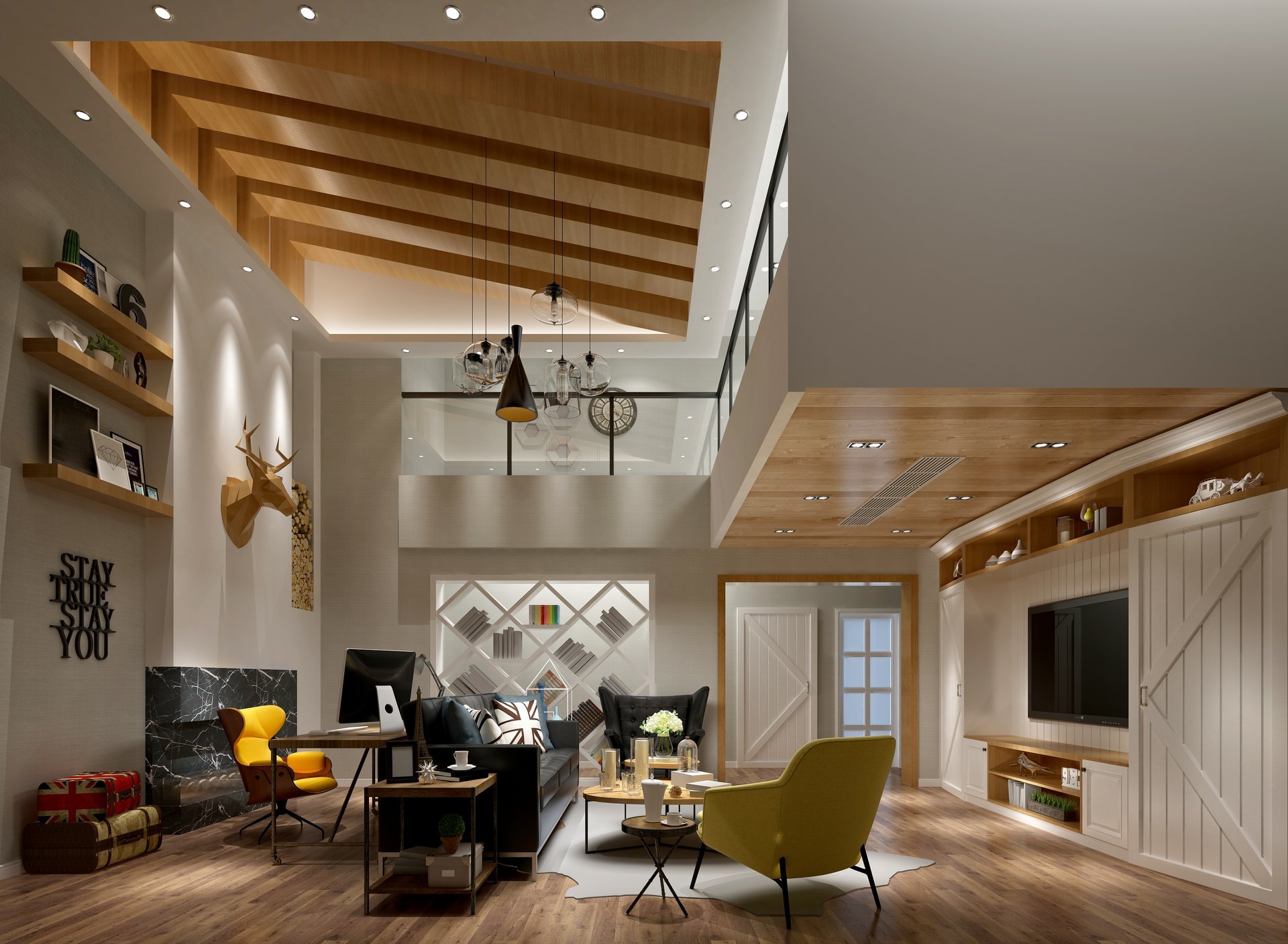Luxurious interior with warm lighting